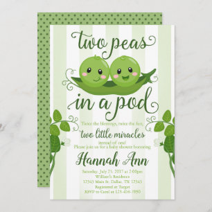 Deux pois dans un Baby shower de pois Invitation P