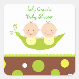Deux Pois Dans Un Baby shower Pod Stickers Merci