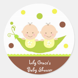 Deux Pois Dans Un Baby shower Pod Stickers Merci