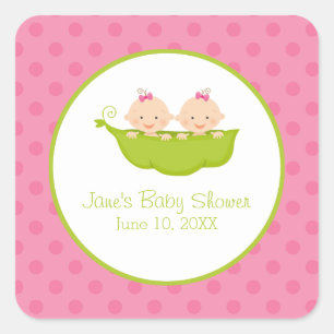 Deux pois dans un Sticker Baby shower de pod, Twin