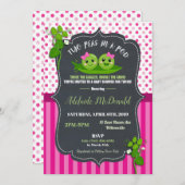 Deux pois dans une invitation de baby shower de (Devant / Derrière)