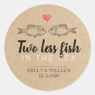 Deux poissons en moins dans la mer Favor Stickers