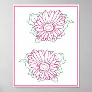 Deux posters de tournesols roses contours