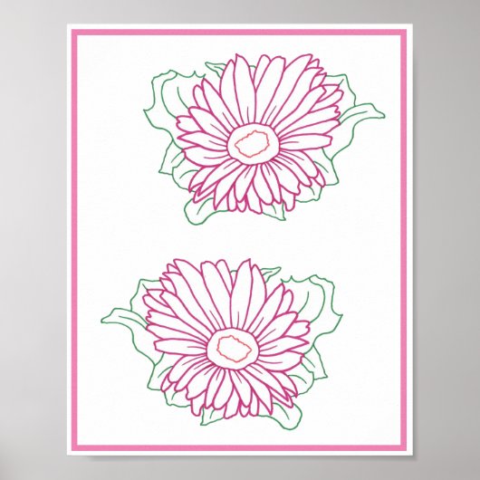 Deux posters de tournesols roses contours (Devant)