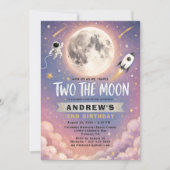 Deux pour la Lune Invitation 2e Anniversaire Viole (Devant)