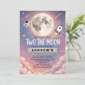 Deux pour la Lune Invitation 2e Anniversaire Viole (Debout devant)
