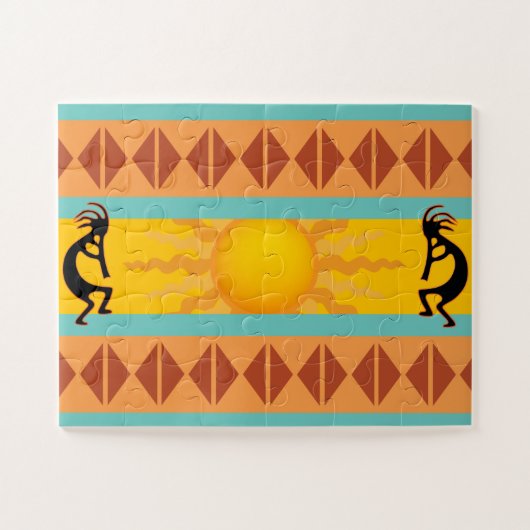 Deux Puzzle amérindien du sud-ouest de Kokopelli (Horizontal)