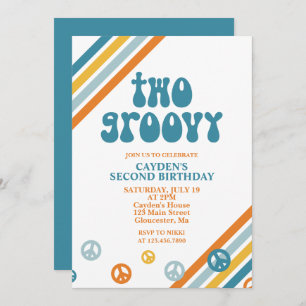 Deux Retro Boy Super 2e Invitation d'anniversaire