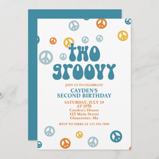 Deux Retro Boy Super 2e Invitation d'anniversaire (Devant / Derrière)