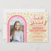 Deux Retro Super Daisy Photo Invitation Anniversai (Devant)