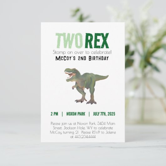 Deux Rex Trex Dinosaur Invitation Anniversaire 2 a (Debout devant)