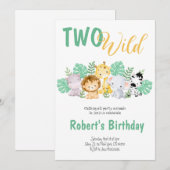 Deux Safari Wild Baby Invitation Anniversaire (Devant / Derrière)