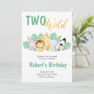 Deux Safari Wild Baby Invitation Anniversaire