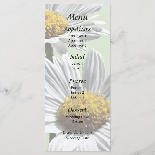 Deux salades dans Sunshine Menu Mariage (Devant)