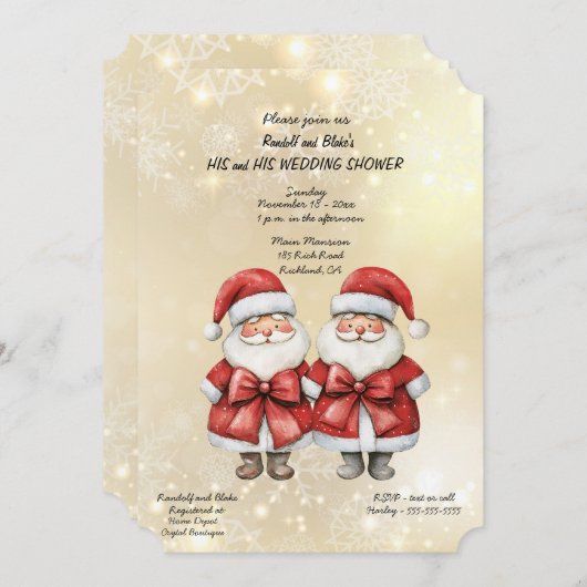 Deux Santas Son et son Wedding shower Invitation (Devant / Derrière)