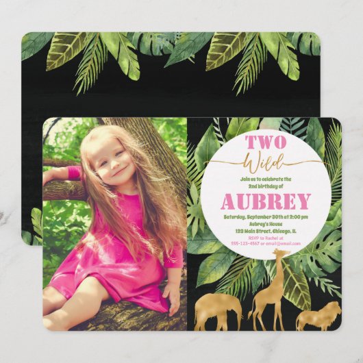 Deux sauvages 2ème anniversaire photo invitation r (Devant / Derrière)
