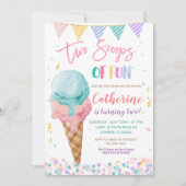 Deux Scoops De Fun Anniversaire Invitation De Fête (Devant)