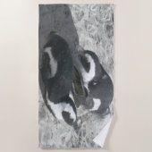 Deux serviettes de plage de pingouins de bain de s (Devant)