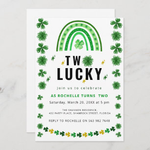 Deux Shamrocks chanceux Invitation de fête d'anniv