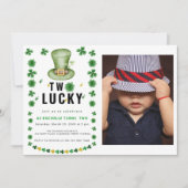 Deux Shamrocks chanceux Invitation de fête d'anniv (Devant)