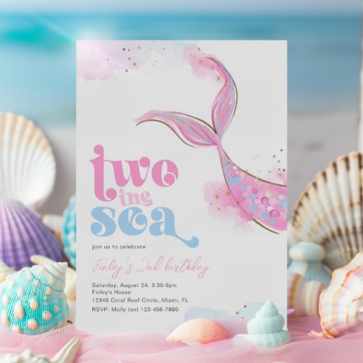 Deux sirènes de mer Invitation d'anniversaire