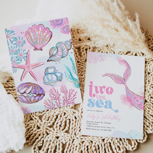 Deux sirènes de mer Invitation d'anniversaire