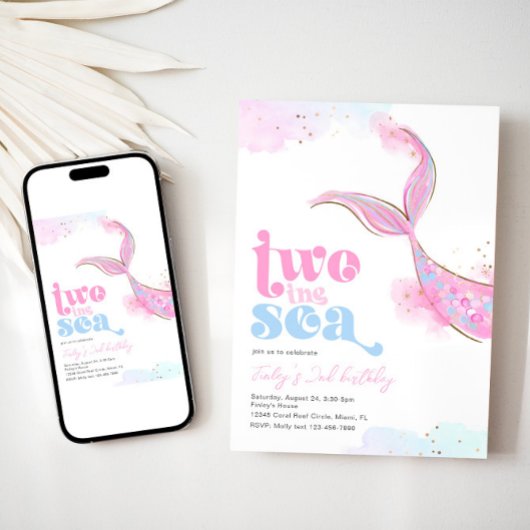 Deux sirènes de mer Invitation d'anniversaire