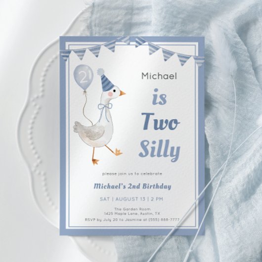 Deux sots Goose Boy 2e Invitation de fête d'annive