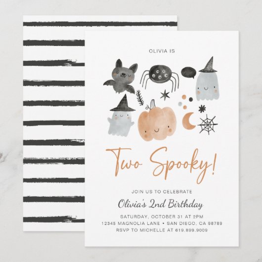 Deux Spooky | Invitation Fantôme | 2ème Spooky (Devant / Derrière)