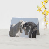 Deux Stallions Sauvages - Carte de voeux pour Chev (Fleur jaune)