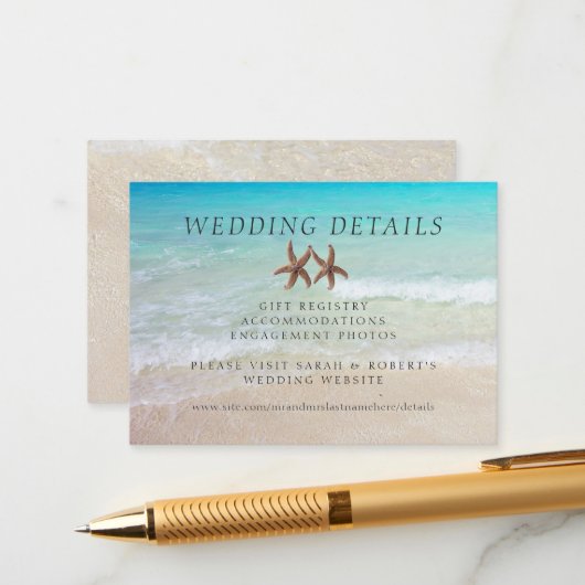 Deux Starfish Beach Mariage Détails 100 Cartes (Devant/Arrière en situation)