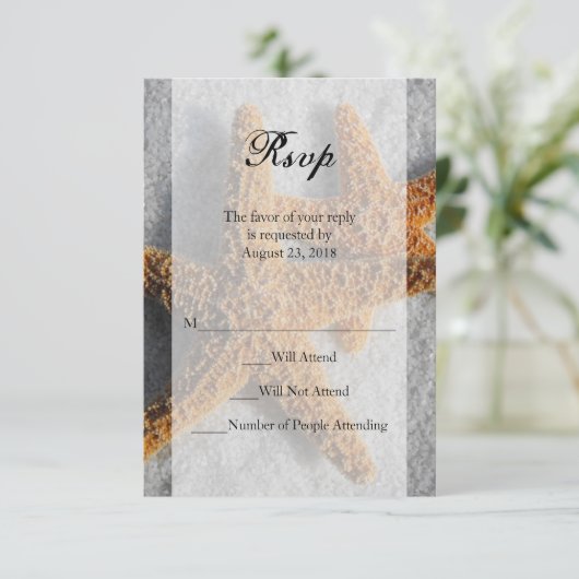 Deux Starfish en Sable, Mariage Plage Sm RSVP Répo (Debout devant)