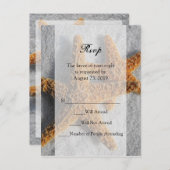 Deux Starfish & Sand, Beach Wedding Carte de répon (Devant / Derrière)