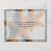 Deux Starfish & Sand, Beach Wedding Carte de répon (Dos)