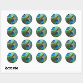 Deux Stickers Peacock Bleu Plumes (Feuille)