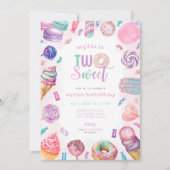 Deux sucreries deuxième invitation anniversaire (Devant)