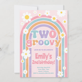 Deux Super 2ème Retro Anniversaire Fête Invitation