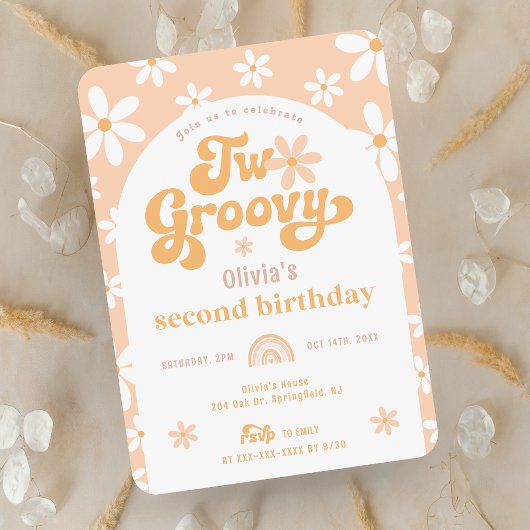 Deux Super Boho Arch 2e Invitation anniversaire