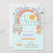 Deux Super Rainbow Flower 2e Invitation d'annivers (Devant)