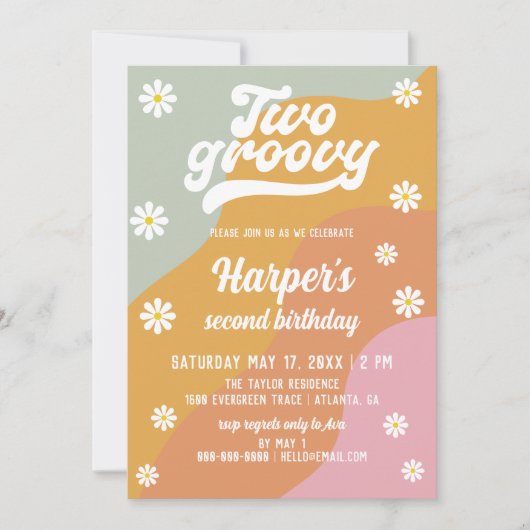 Deux Super Retro Daisy 2e Invitation d'anniversair (Devant)