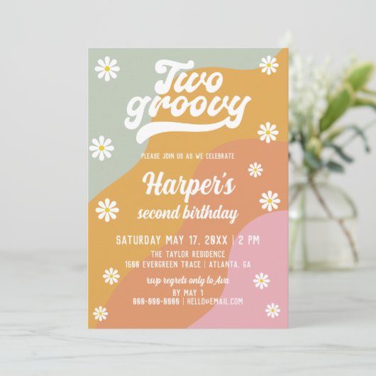 Deux Super Retro Daisy 2e Invitation d'anniversair (Debout devant)