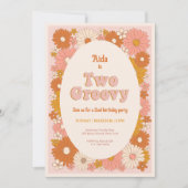 Deux Super Retro Floral 2e Invitation d'anniversai (Devant)
