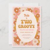 Deux Super Retro Floral 2e Invitation d'anniversai (Devant)