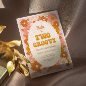 Deux Super Retro Floral 2e Invitation d'anniversai