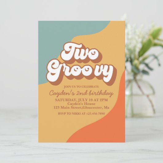 Deux Super Retro Swirl 2e Invitation d'anniversair (Debout devant)