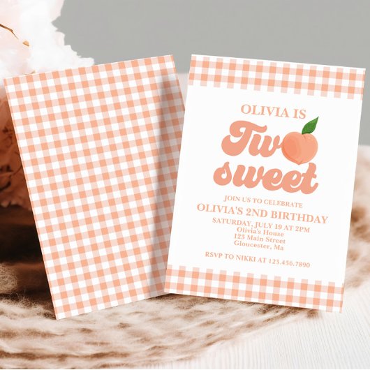 Deux Sweet Peach Invitation du 2e anniversaire