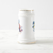 Deux tasses de combat colorées de coqs (Centre)