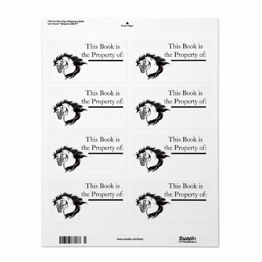 Deux têtes de cheval Étiquette de réservation (Feuille entière)