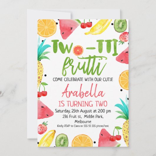 Deux-tii Frutti 2e invitation d'anniversaire (Devant)