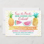 Deux Tii Frutti Girl Twins Anniversaire Invitation (Devant)